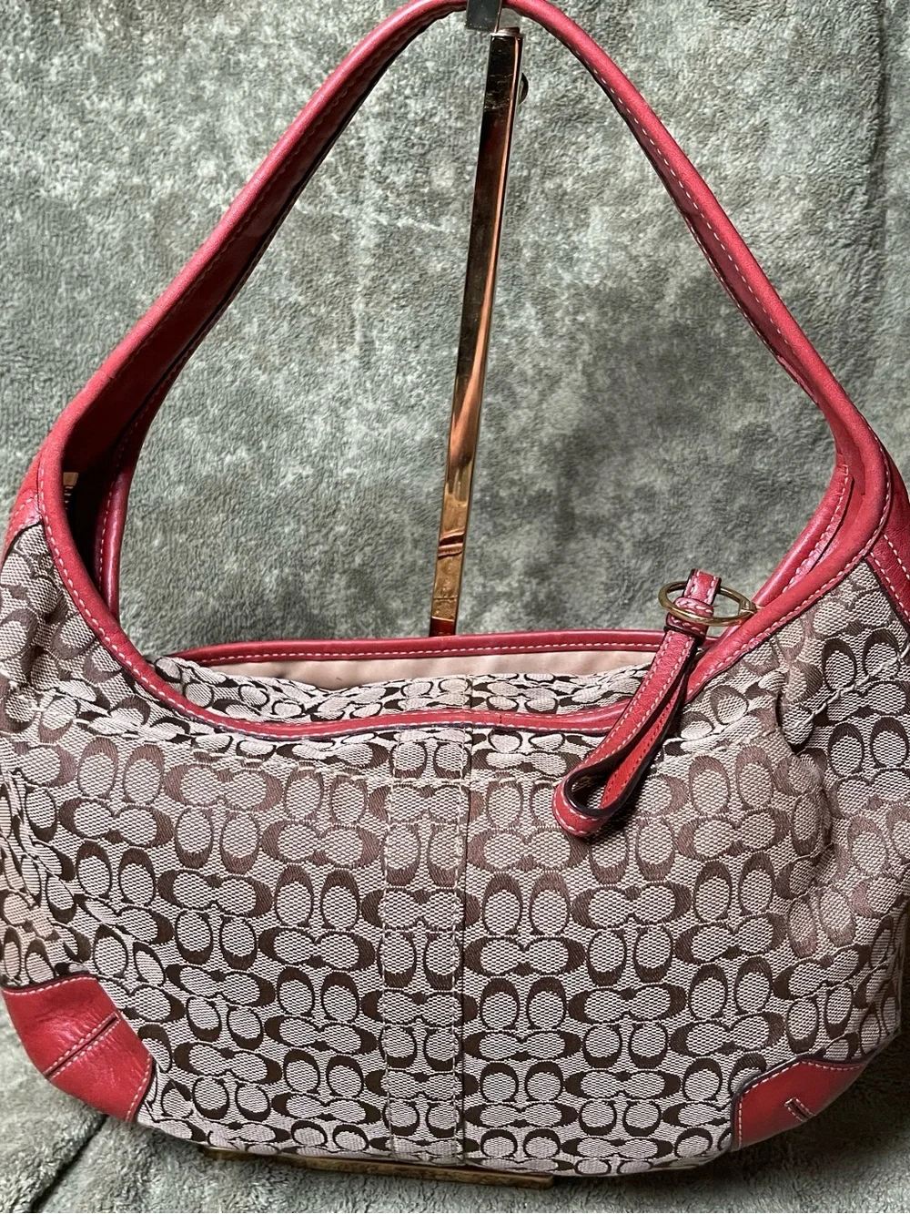 Vintage y2k Signature Ergo Shoulder Bag with Red Trim